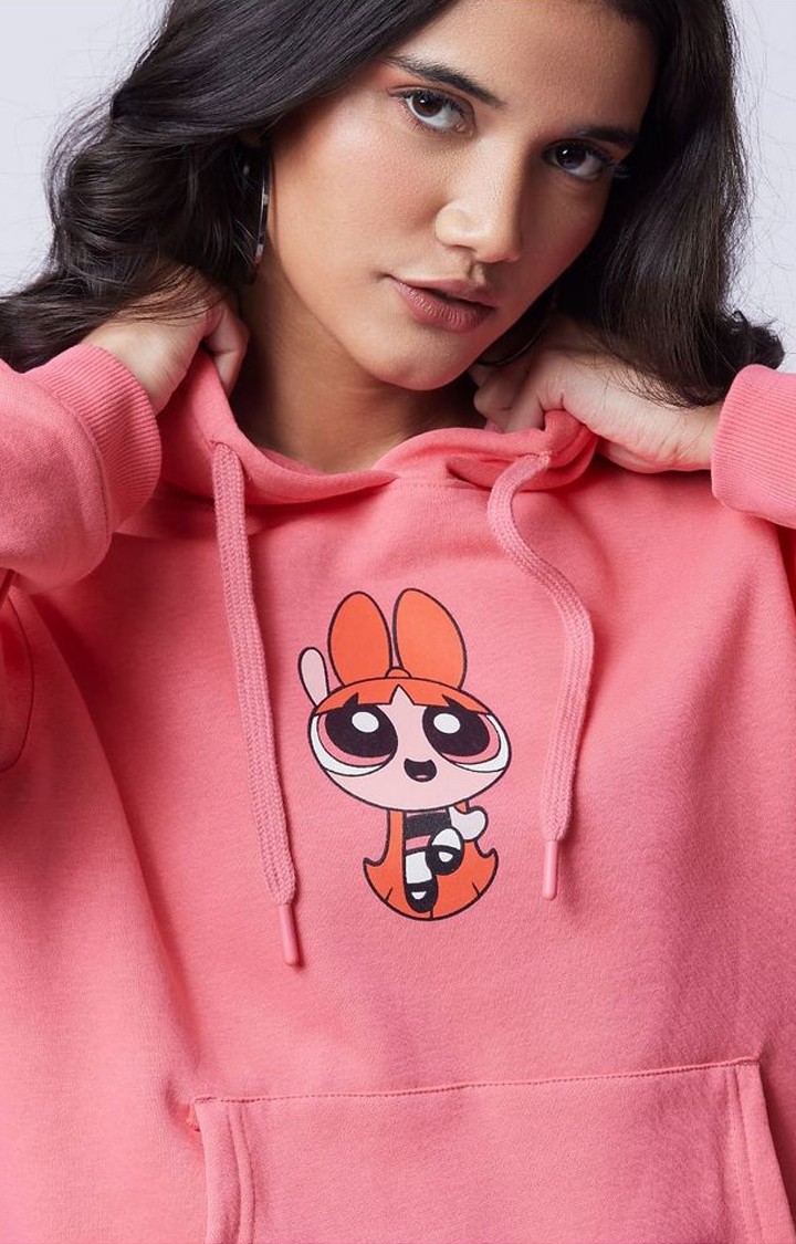 Women's The Powerpuff Girls: Blossom Pink Printed Hoodies