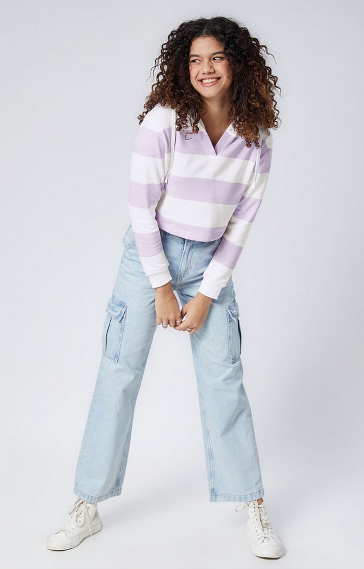 Women's Purple Striped Hoodies