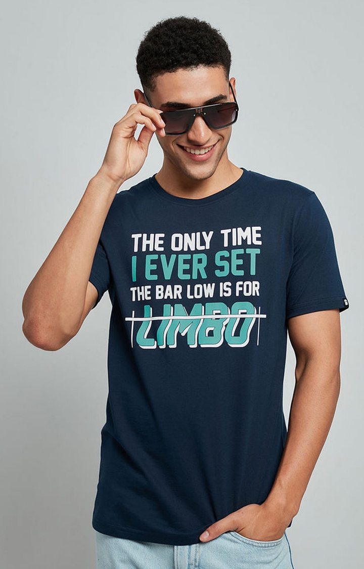 The Souled Store | Men's The Office: Cruise Limbo Blue Typographic Printed Regular T-Shirt