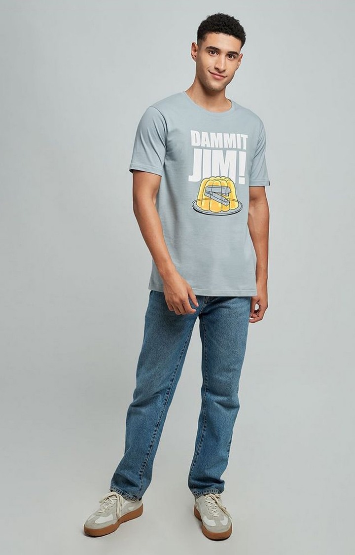 Men's The Office: Dammit Jim Grey Printed Regular T-Shirt