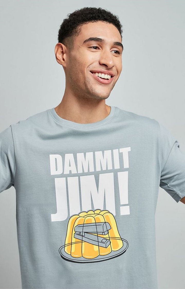 Men's The Office: Dammit Jim Grey Printed Regular T-Shirt