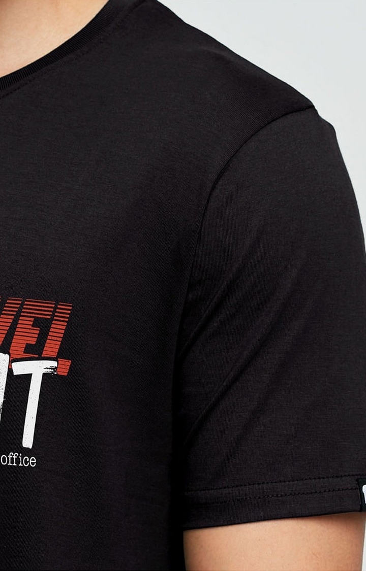 Men's The Office: Threat Level Midnight Black Printed Regular T-Shirt