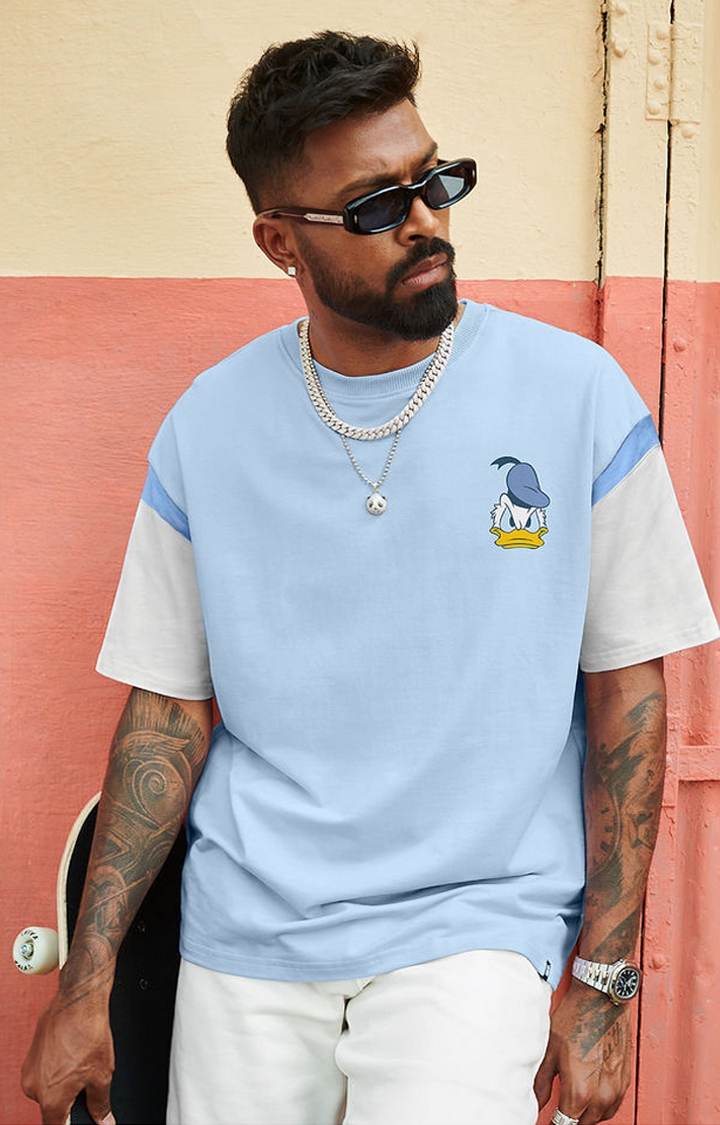 The Souled Store | Men's Disney: Donald Duck Attitude Blue Solid Oversized T-Shirt