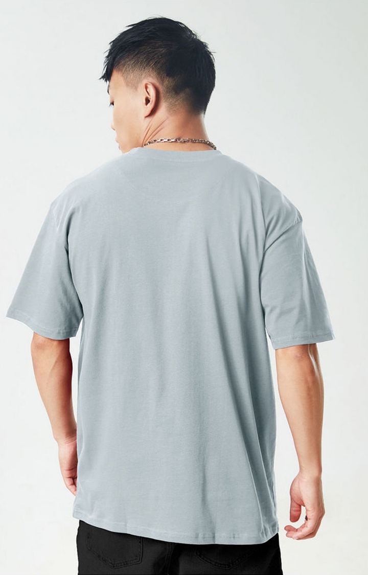 Men's Grey Solid Oversized T-Shirt