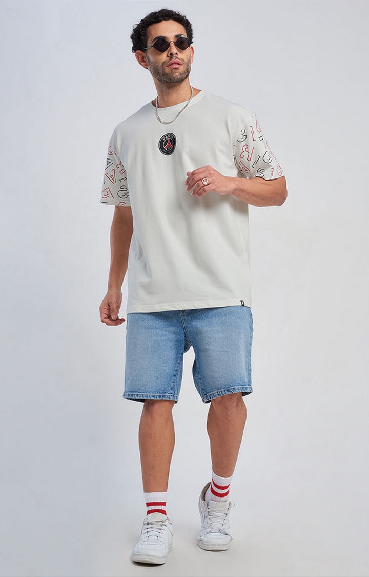 Men's PSG: This is Paris Off White Printed Oversized T-Shirt