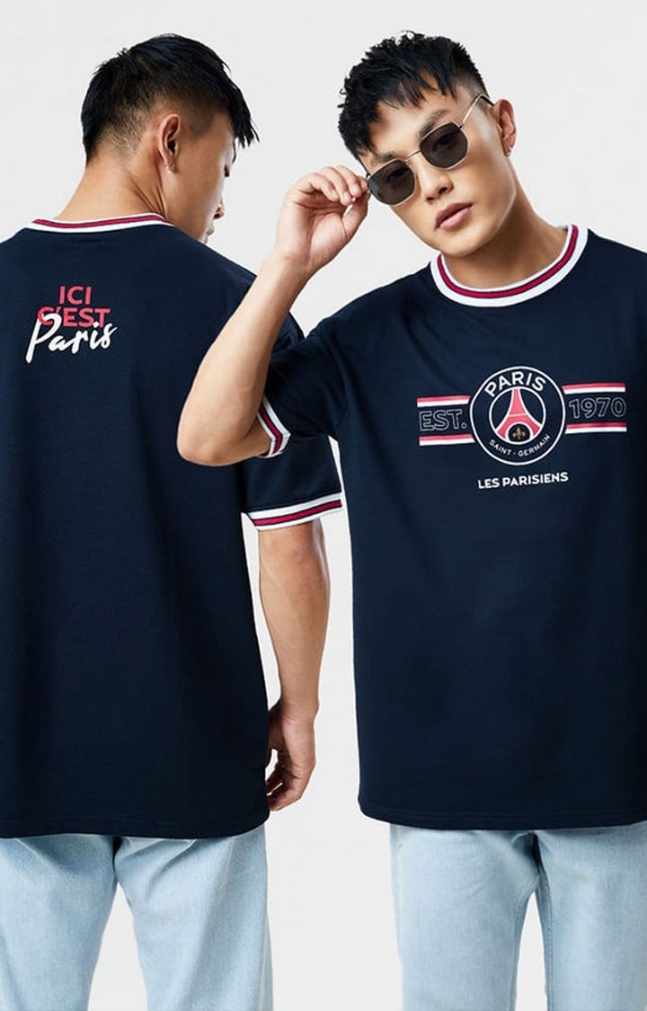 Men's PSG: Match Day Blue Printed Oversized T-Shirt
