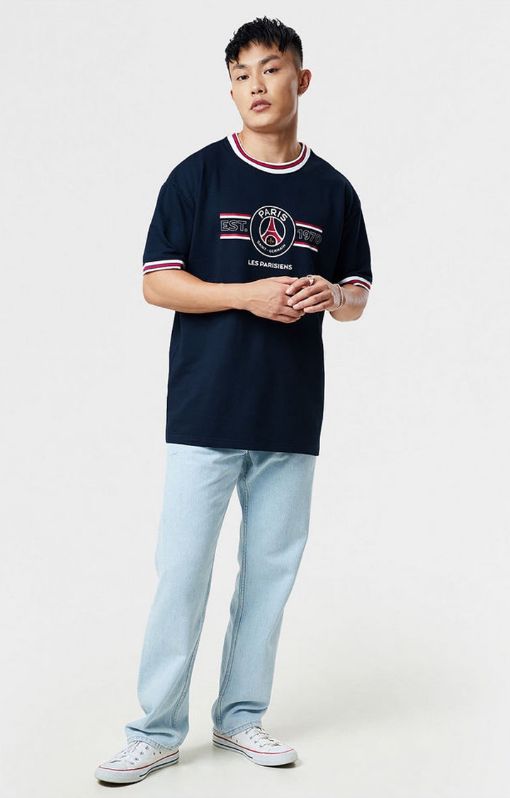 The Souled Store | Men's PSG: Match Day Blue Printed Oversized T-Shirt