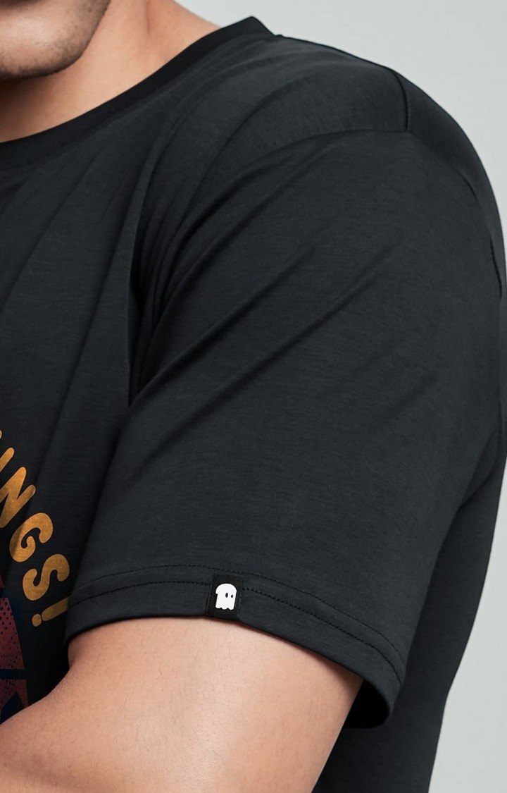Men's TSS Originals: I Don't Do Mornings Black Printed Regular T-Shirt