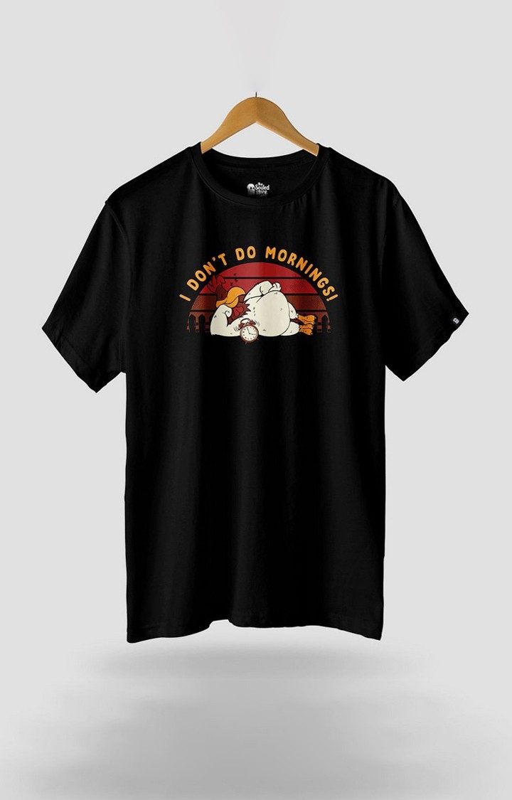 Men's TSS Originals: I Don't Do Mornings Black Printed Regular T-Shirt