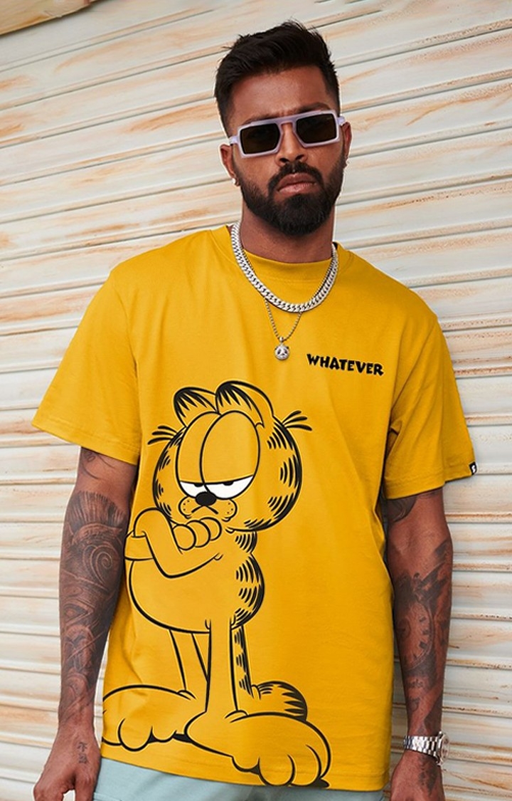 Men's Garfield: Whatever Yellow Printed Regular T-Shirt