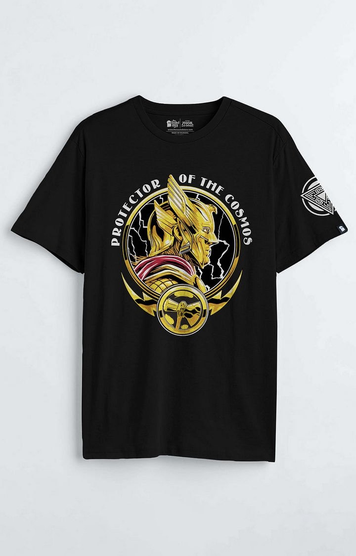 Men's Thor: Protector Of The Cosmos Black Printed Regular T-Shirt