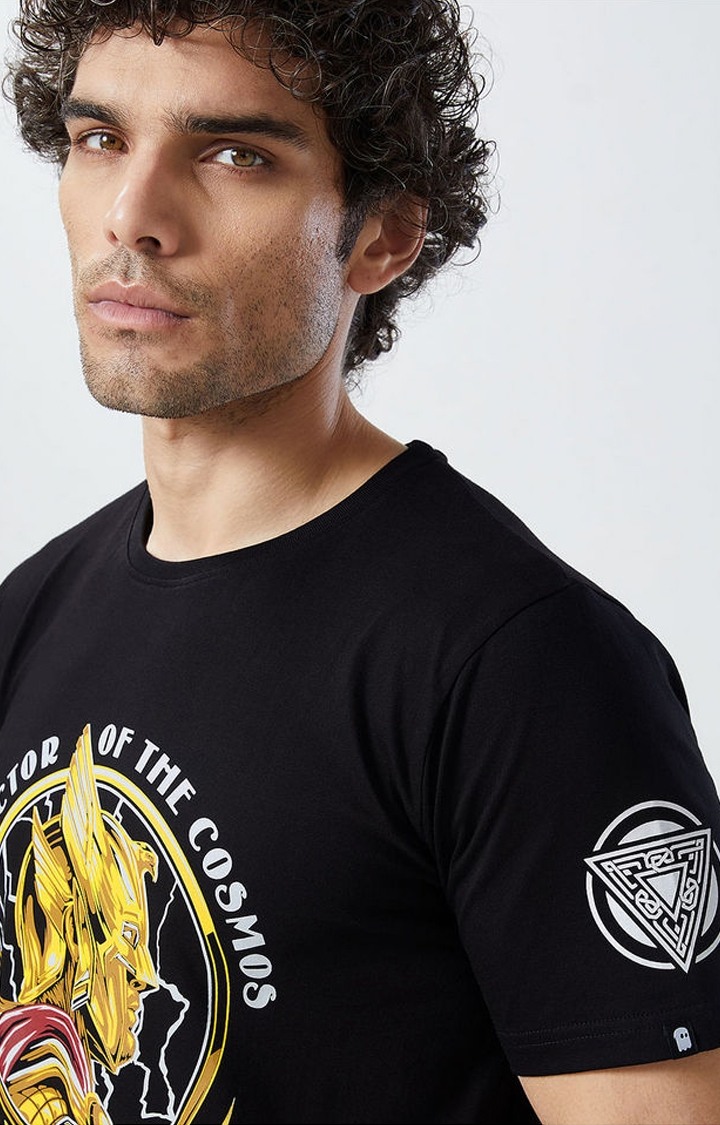 Men's Thor: Protector Of The Cosmos Black Printed Regular T-Shirt