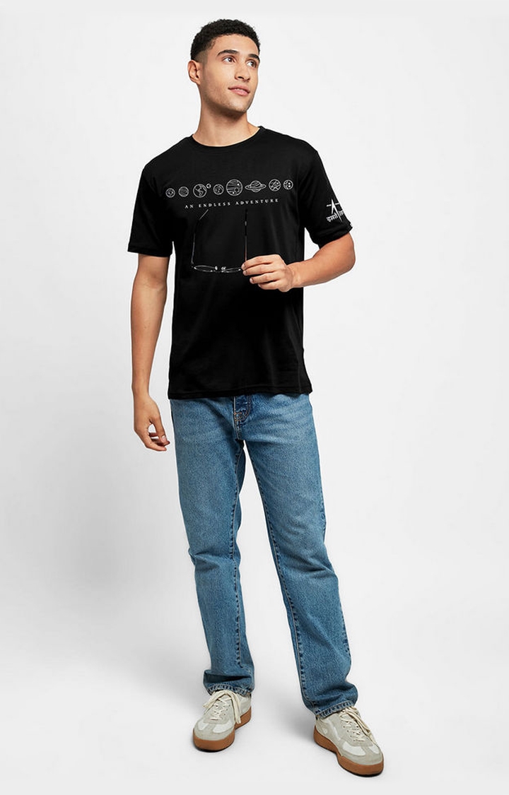 The Souled Store | Men's ISRO: An Endless Adventure Black Printed Regular T-Shirt