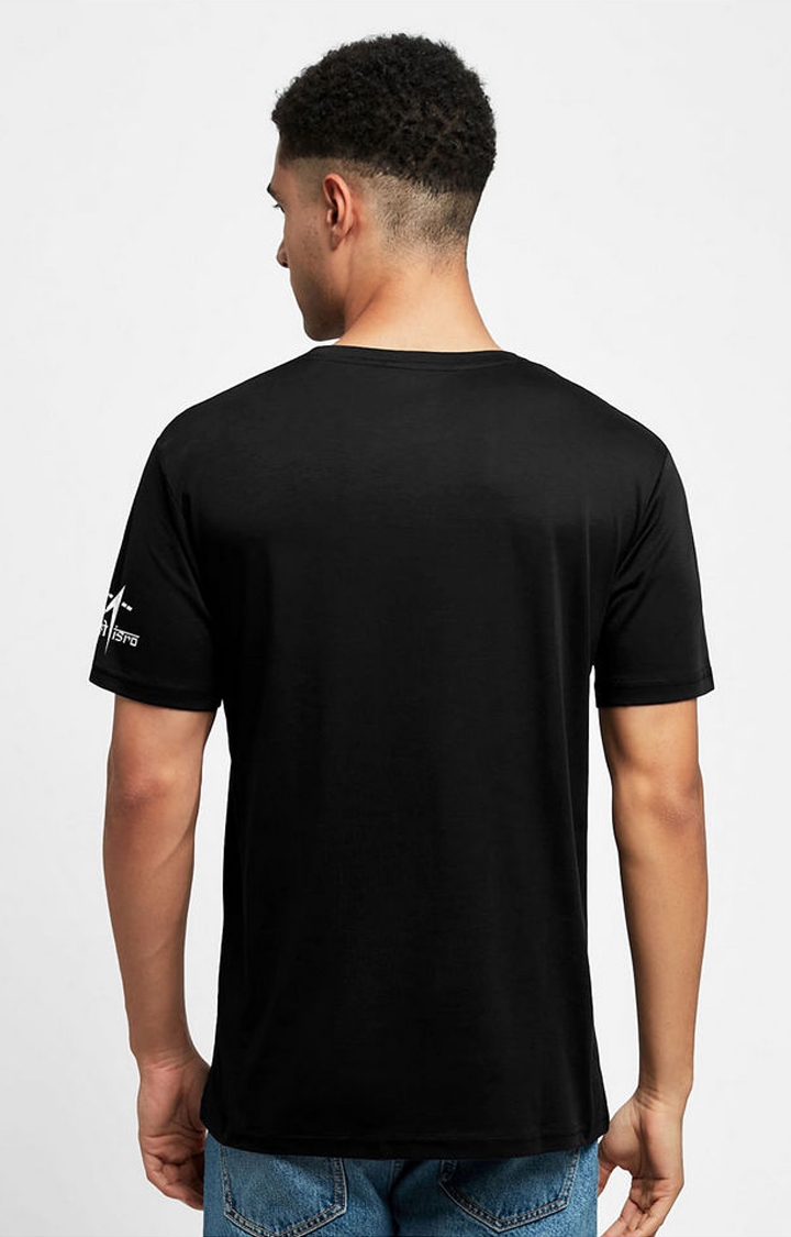 Men's ISRO: An Endless Adventure Black Printed Regular T-Shirt