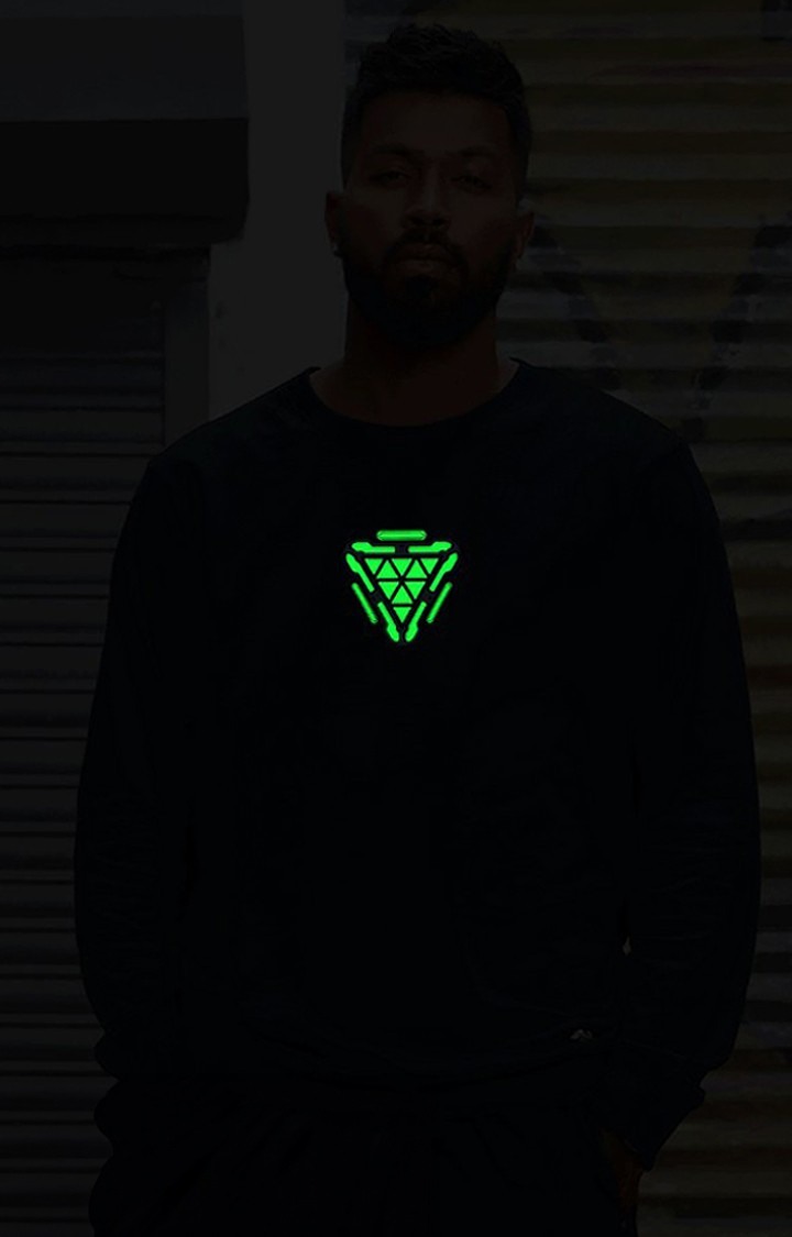 Men's Iron Man: Arc Reactor (Glow In The Dark) Blue Printed Sweatshirts