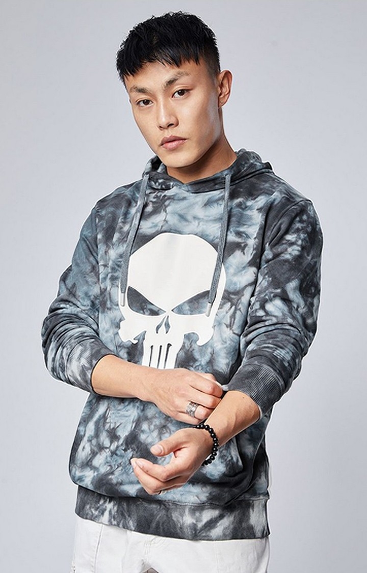 The Souled Store | Men's Punisher: Logo Grey Printed Hoodies