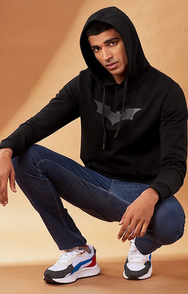 Men's Batman: 3D Logo Black Printed Hoodies