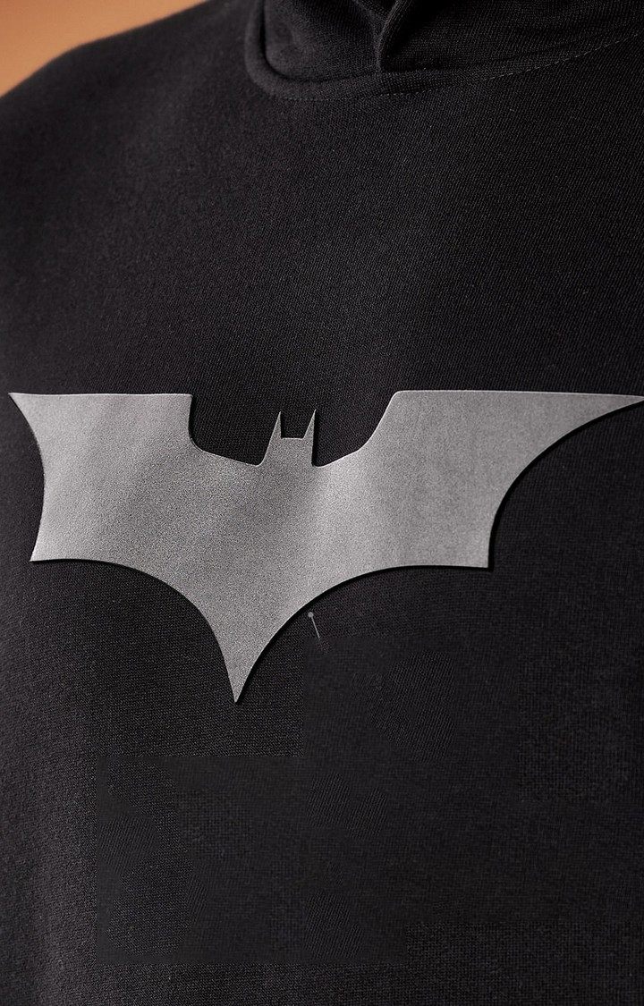 Men s Batman 3D Logo Black Printed Hoodies