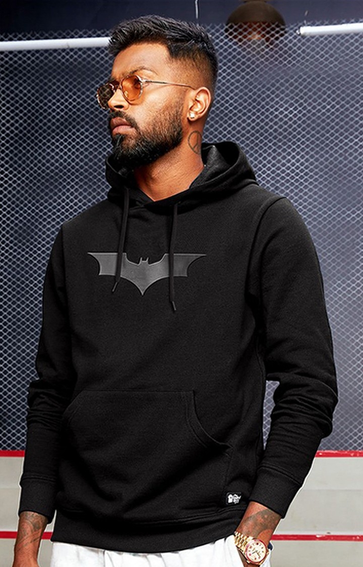 The Souled Store | Men's Batman: 3D Logo Black Printed Hoodies