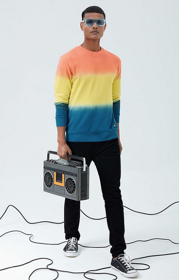 Men's Sunset Multicolour Striped Sweatshirts