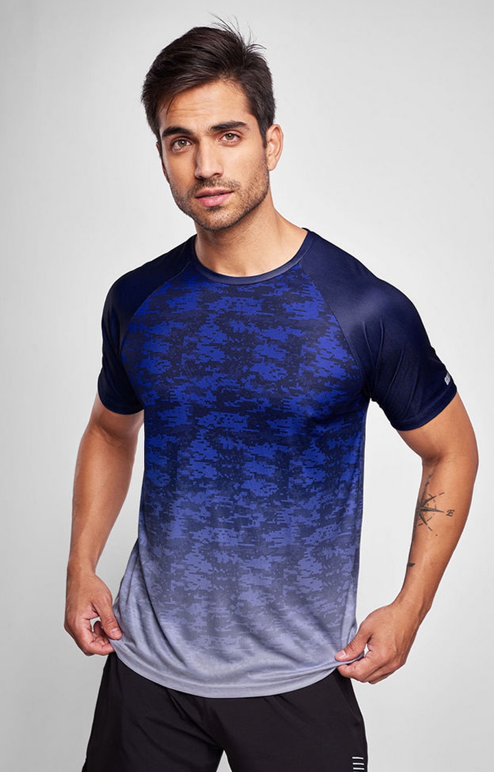 Men's TSS Originals Blue Printed Regular T-Shirt