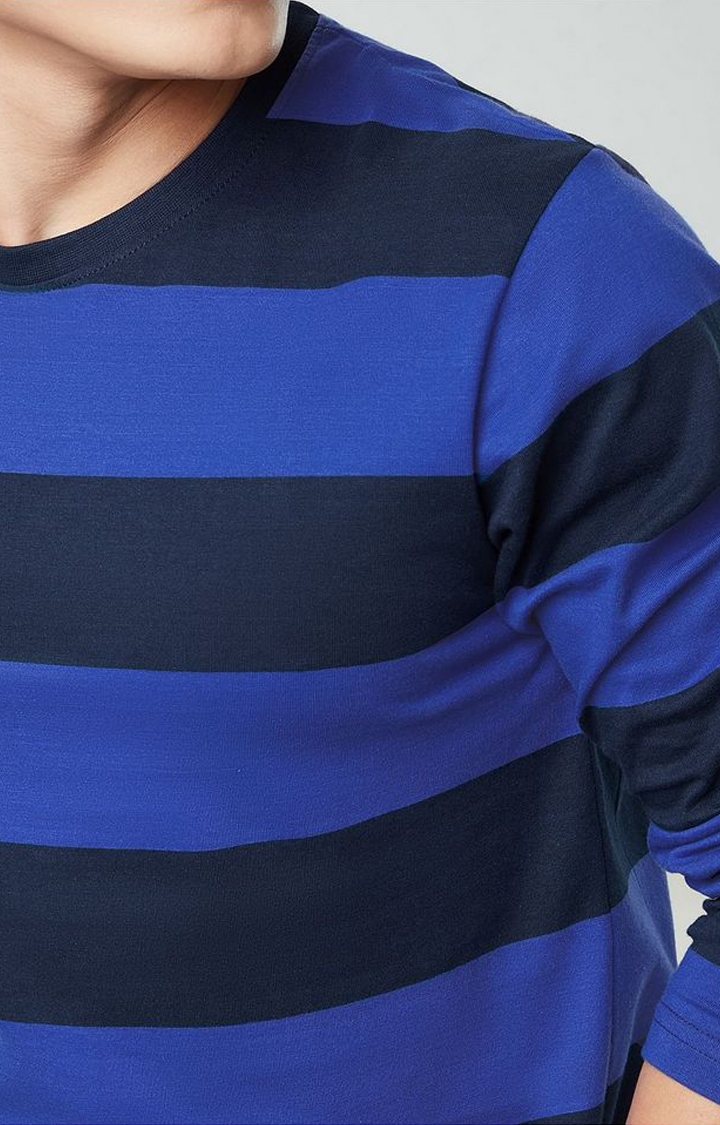 Men's TSS Originals Blue Striped Regular T-Shirt