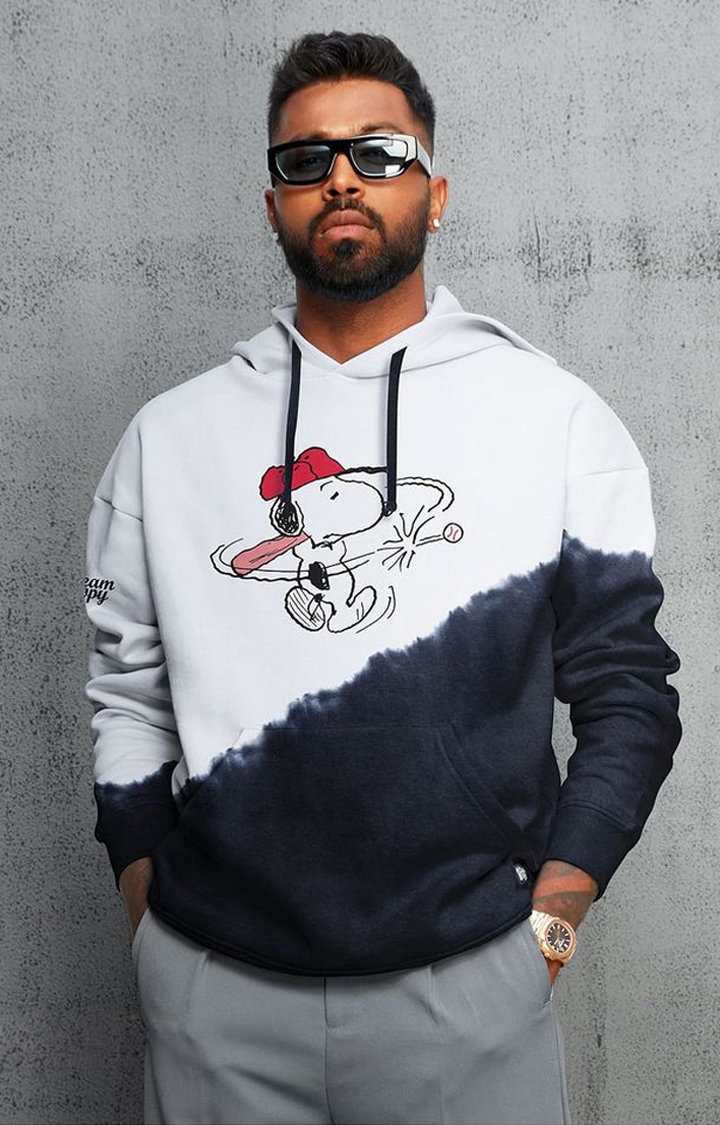 The Souled Store | Men's Peanuts: Snoopy Swag White & Black Printed Hoodies