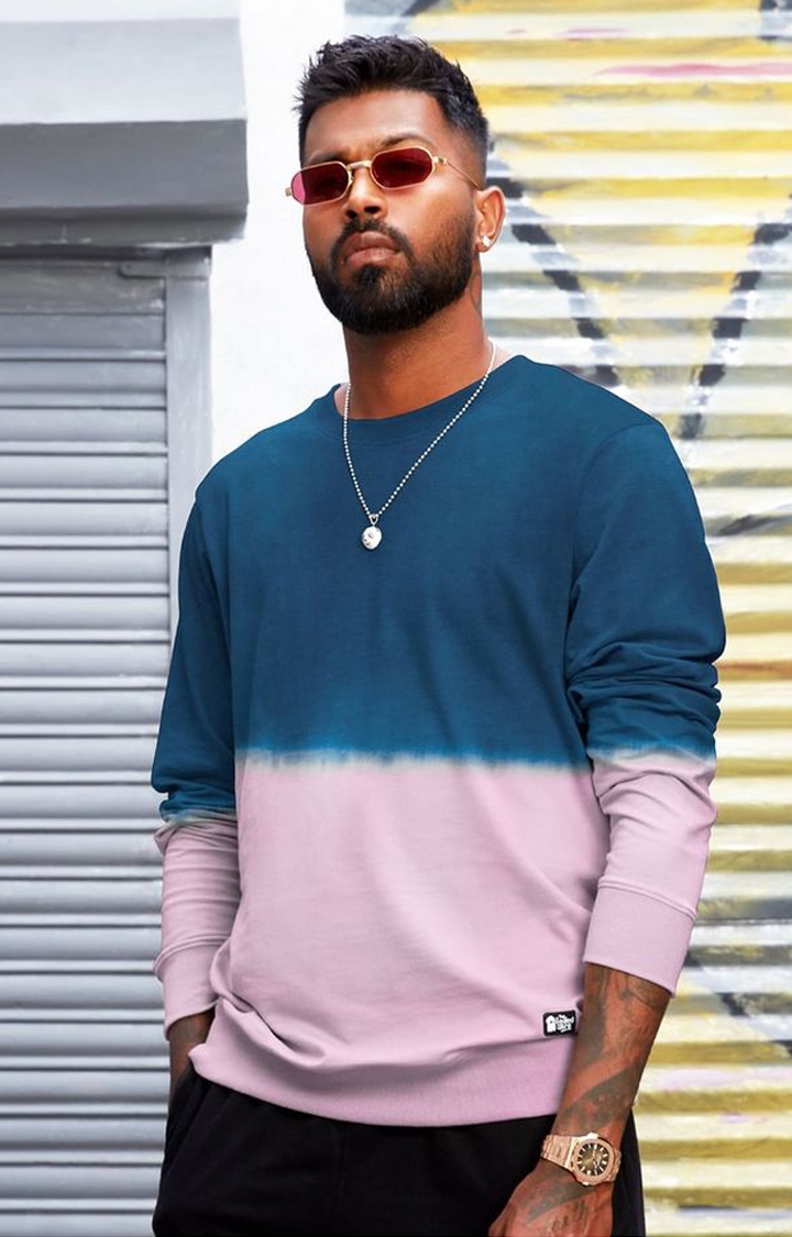 The Souled Store | Men's TSS Originals Pink & Blue Colourblock Sweatshirts