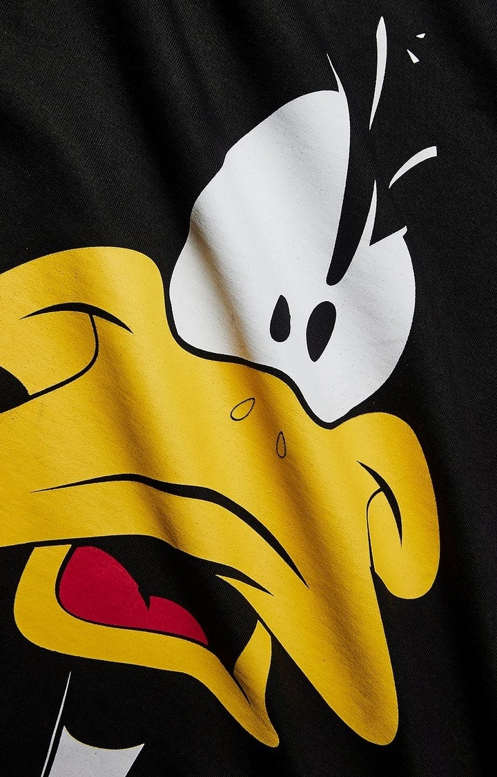 Men's Looney Tunes: Daffy Duck Black Printed Sweatshirts
