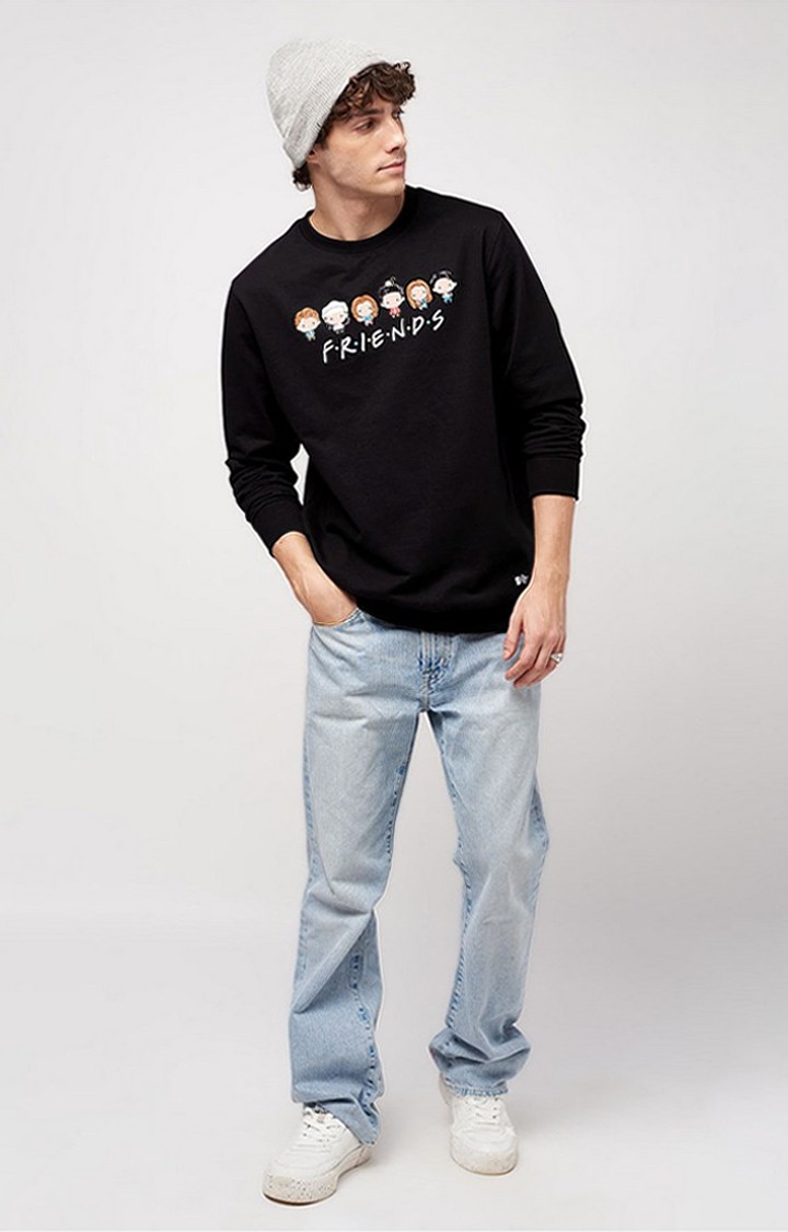 Men's F.R.I.E.N.D.S: Chibi Black Printed Sweatshirts