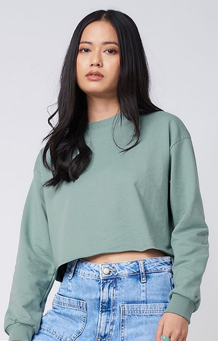 The Souled Store | Women's Green Solid Crop Top