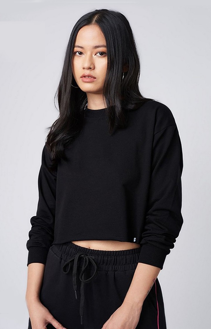 The Souled Store | Women's Black Solid Crop Top