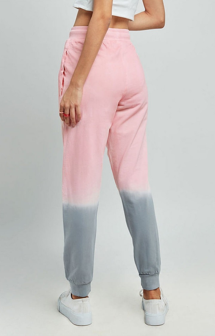 Women's  Pink Cotton Tie Dye Joggers