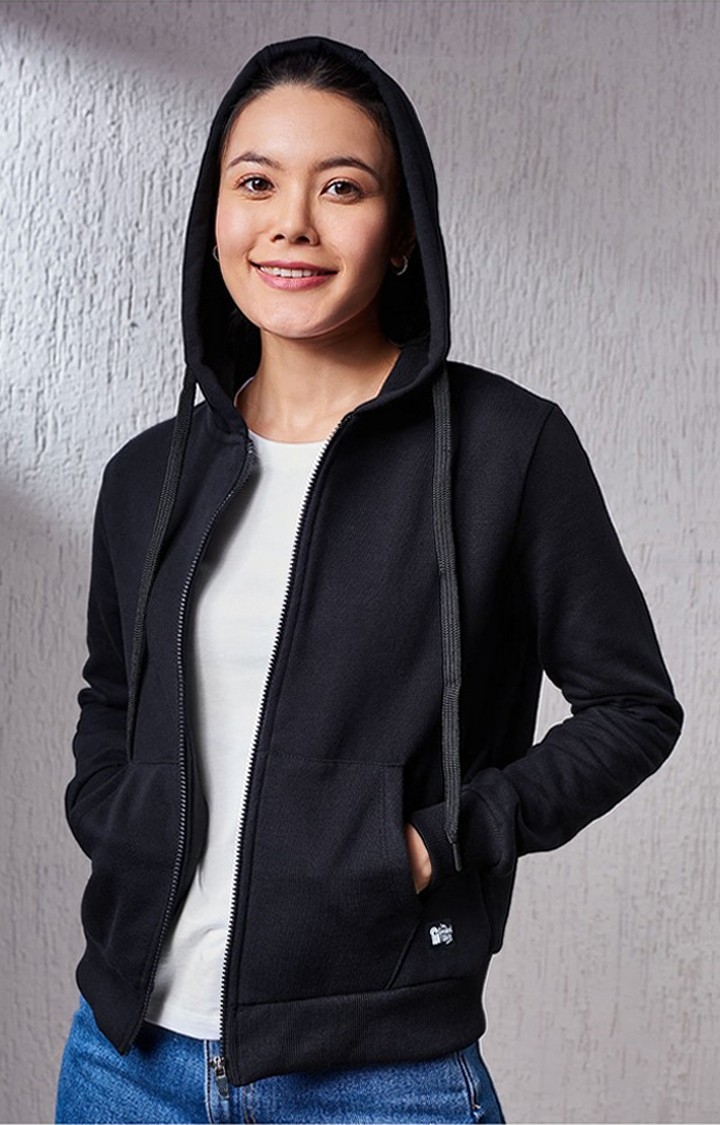 The Souled Store | Women's Black Solid Hoodies