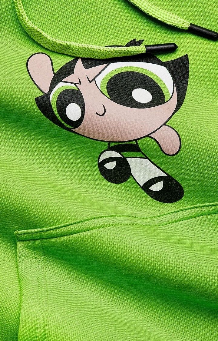 Women's Powerpuff Girls: Buttercup Green Printed Hoodies