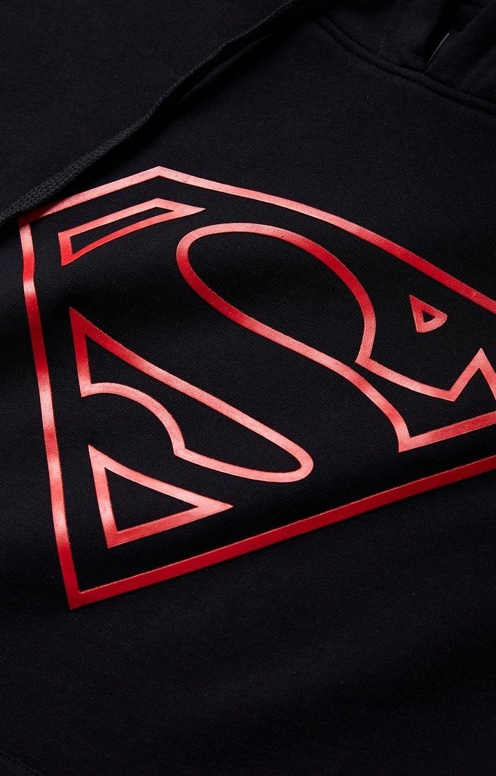 Men's Superman: Man of Steel Black Printed Hoodies