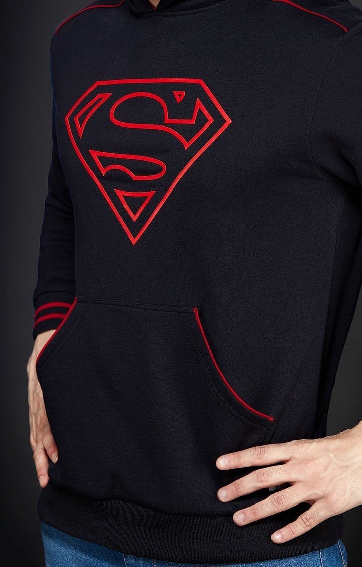 Men's Superman: Man of Steel Black Printed Hoodies