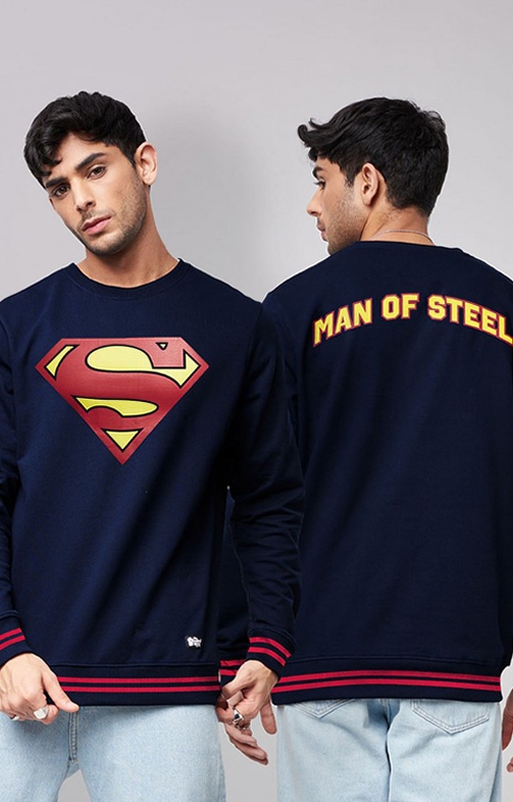 Men's Superman: Man of Steel Black Printed Sweatshirts