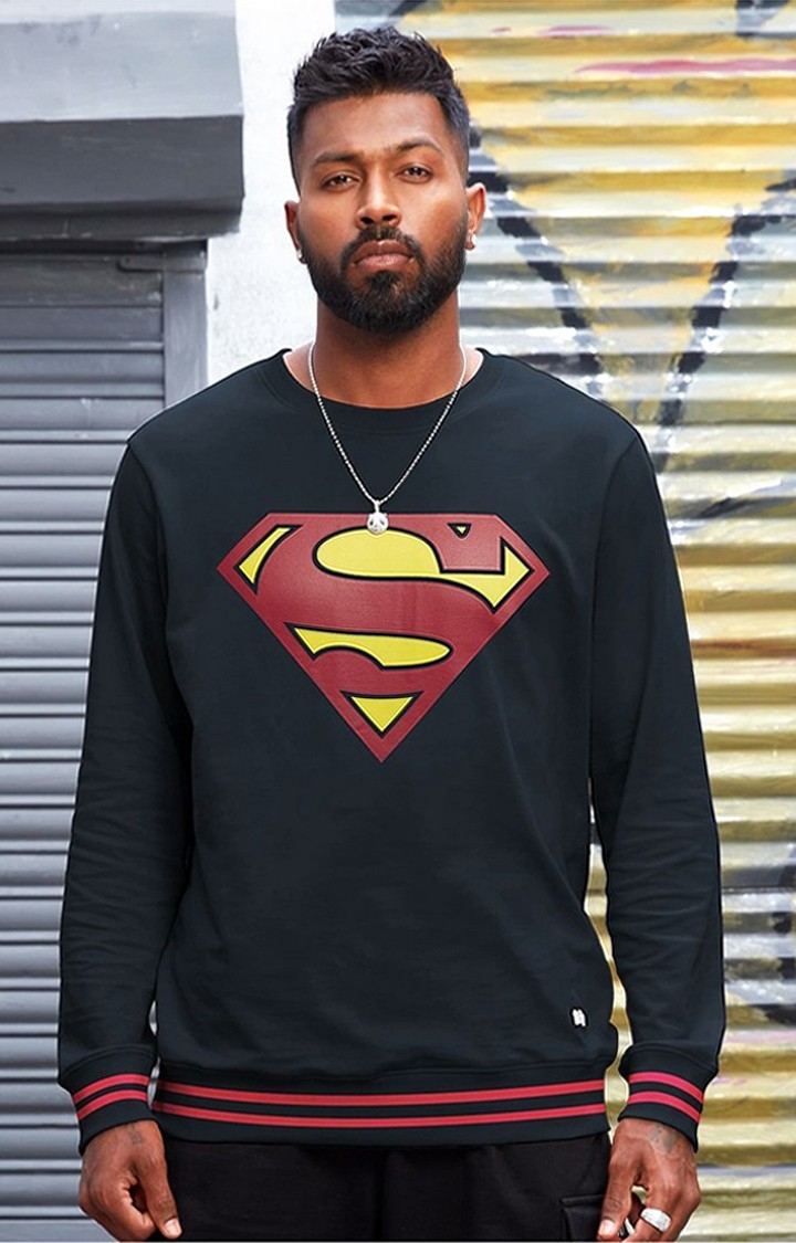 The Souled Store | Men's Superman: Man of Steel Black Printed Sweatshirts