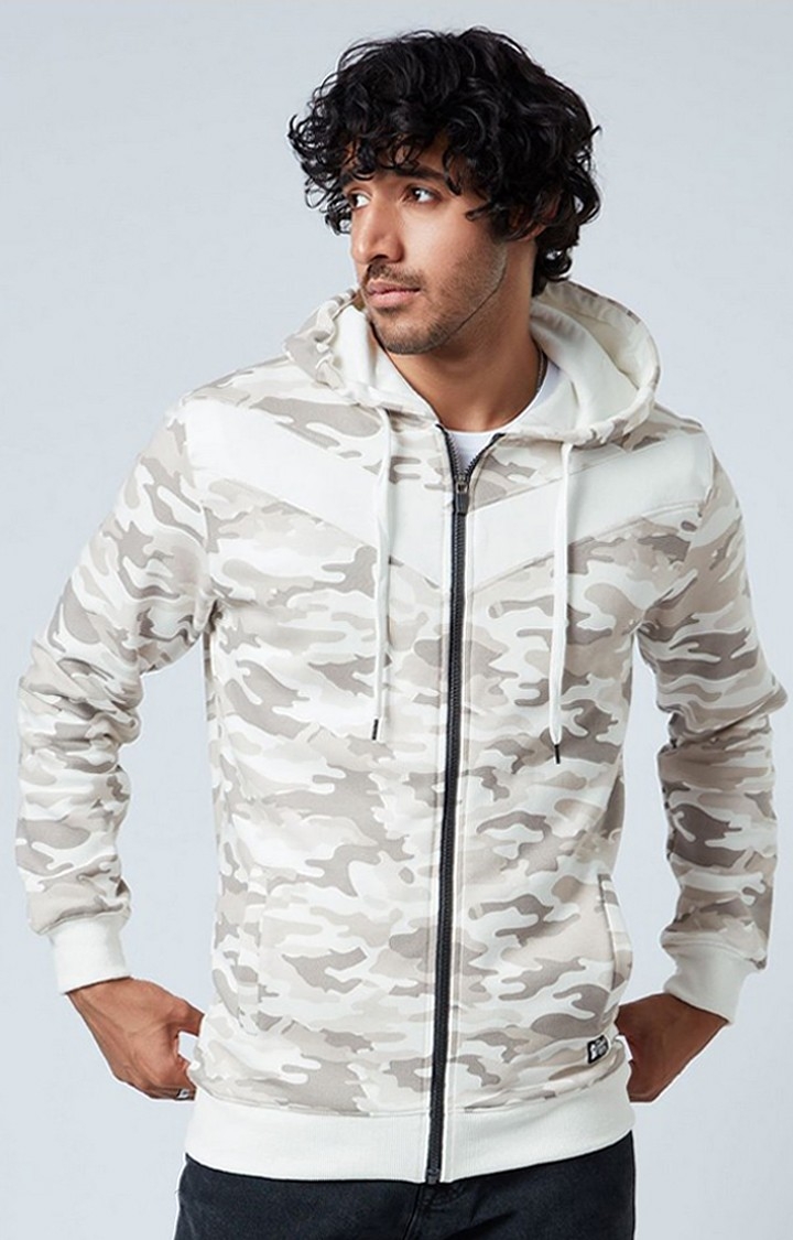 The Souled Store | Men's Grey Camouflage Printed Hoodies