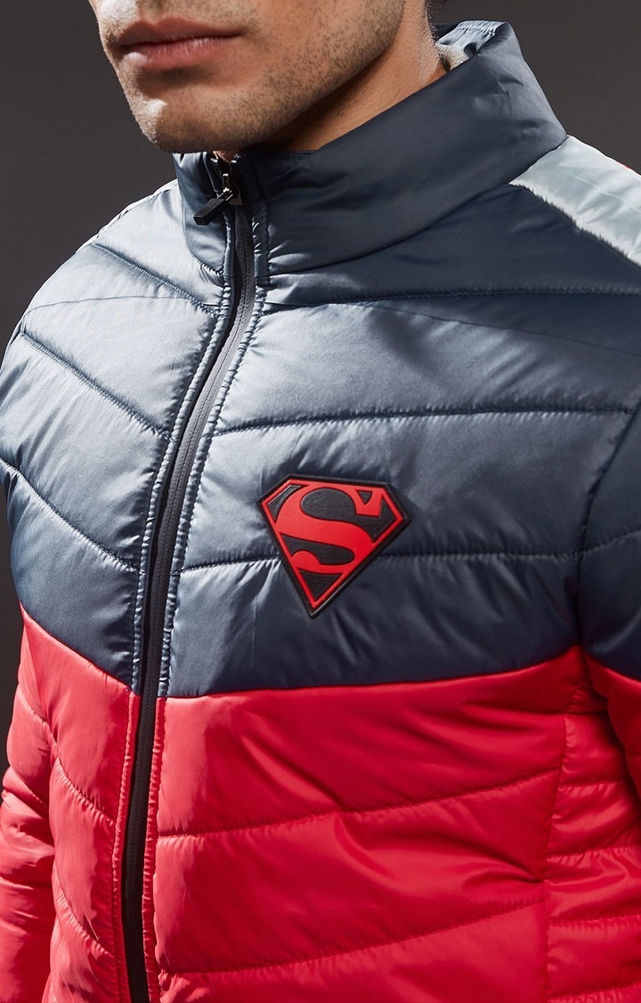 Men's Superman: Logo Red & Grey Colourblock Bomber Jacket