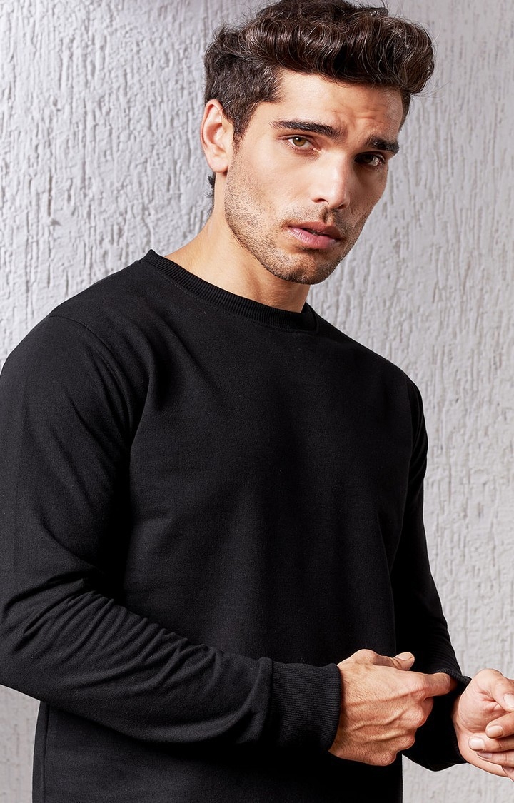 Men's Black Solid Sweatshirts