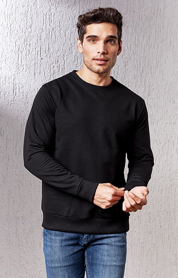 Men's Black Solid Sweatshirts