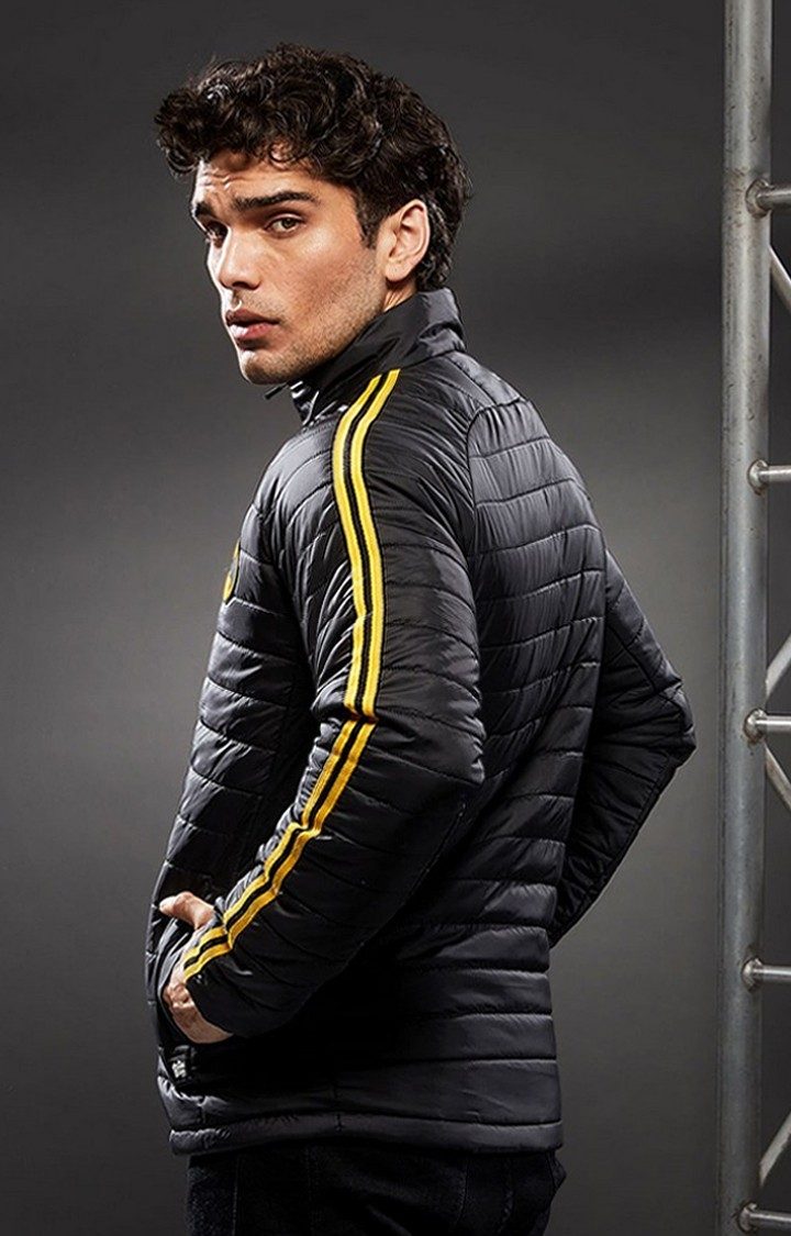 Men's Batman: Classic Logo Black Solid Bomber Jacket