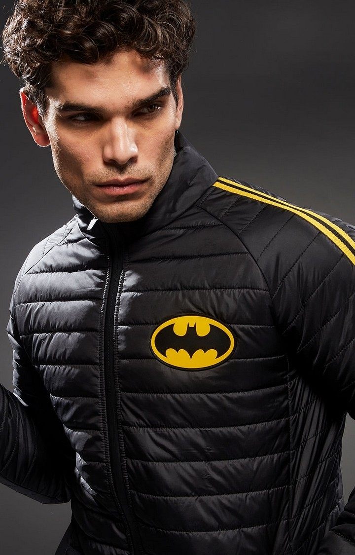 Men's Batman: Classic Logo Black Solid Bomber Jacket