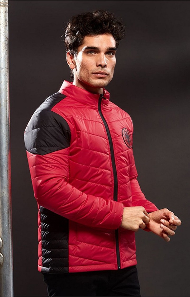 The Souled Store | Men's Spider-Man: Logo Red Solid Bomber Jacket