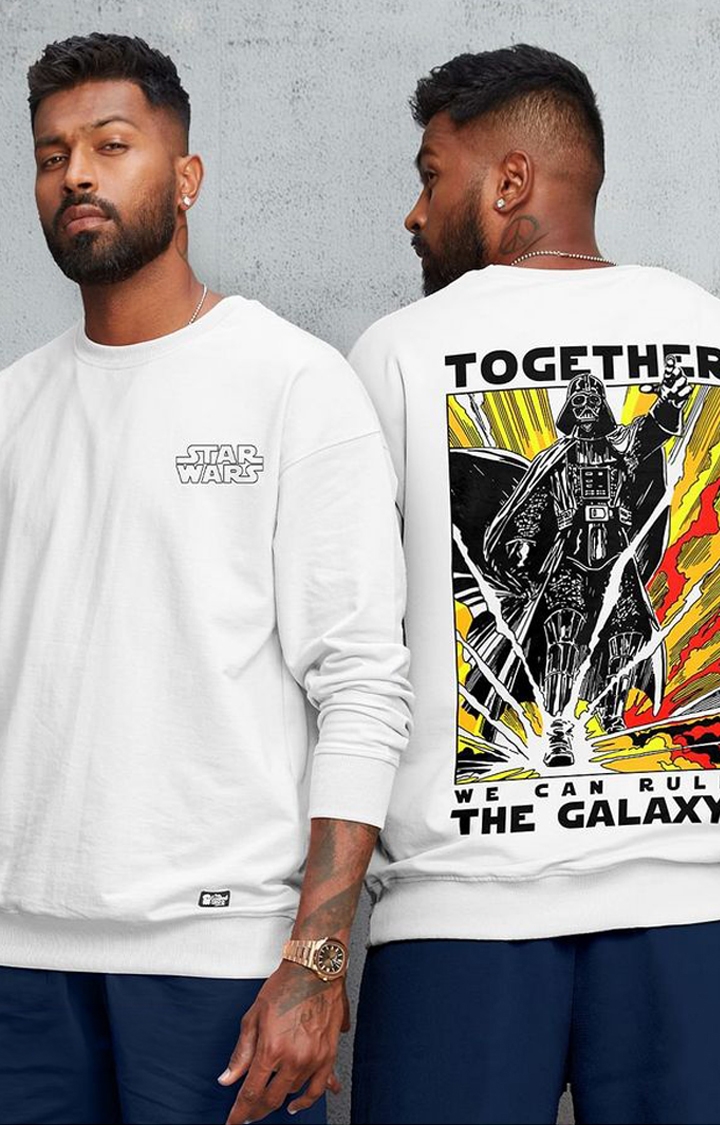 The Souled Store | Men's Star Wars: Rule The Galaxy White Printed Oversized T-Shirt