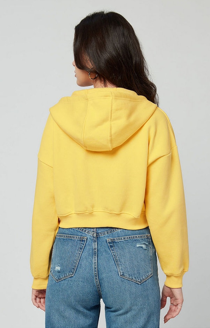 Women's Yellow Solid Hoodies