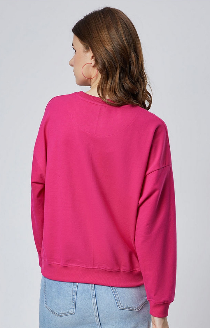 Women's Young Wild & Free Pink Typographic Printed Sweatshirts