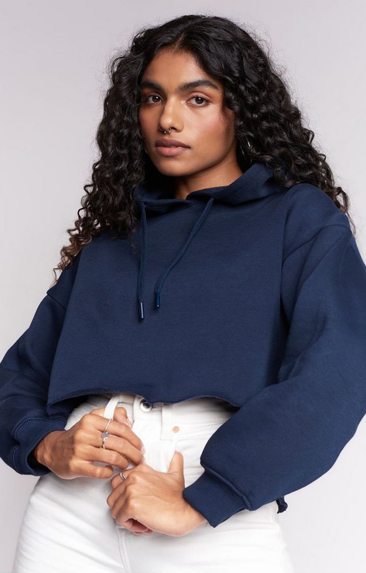 The Souled Store | Women's Blue Solid Hoodies